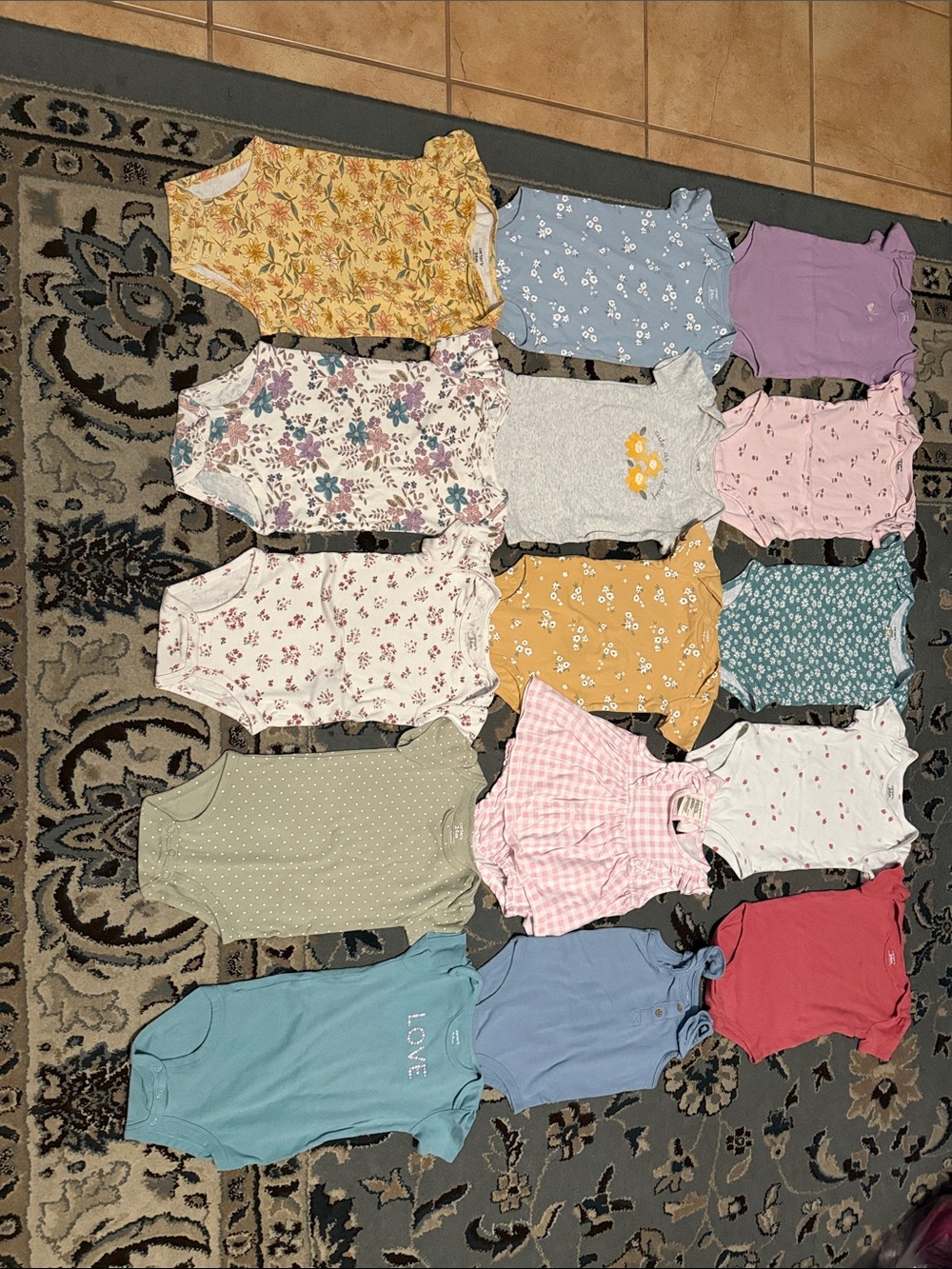 Children's Short Sleeve Romper Pack - Assorted Floral & Solid Colors